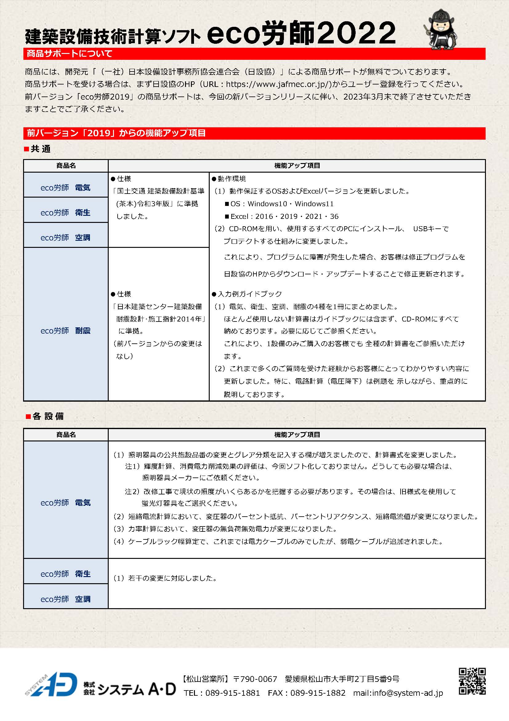 eco労師 設備用耐震計算ソフト |製品詳細|株式会社システムA・D|愛媛県